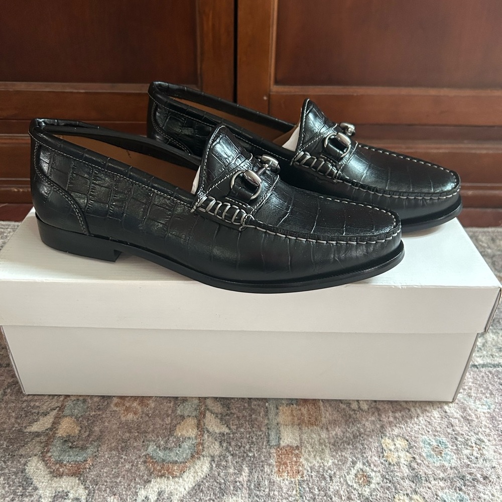 Donald Pliner Nickolas Loafers Crocco Black Mens Size 7